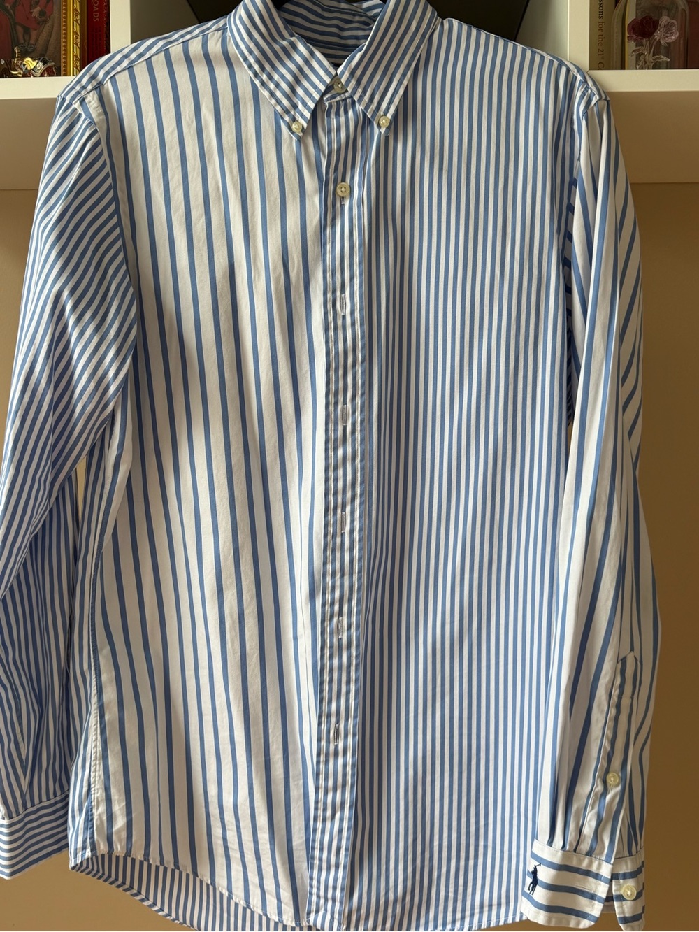 Ralph Lauren Blue and White Striped Button-Down Shirt
